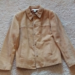 Ann Taylor Tan Leather Jacket L